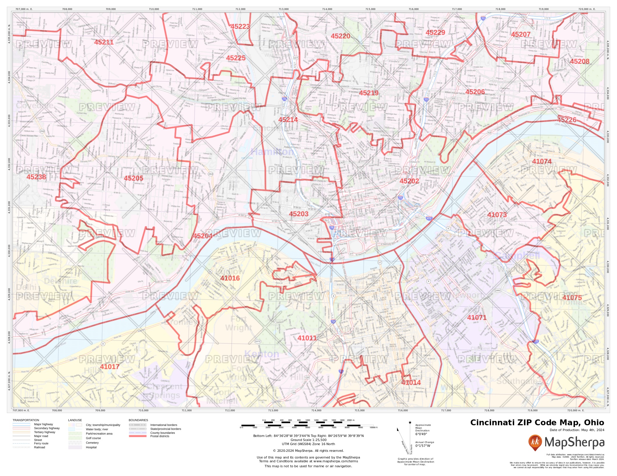 Cincinnati Ohio Zip Code Map - Maping Resources